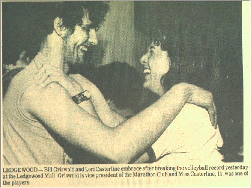 Bill Griswold & Lori Casterline embrace at the end of the marathon
